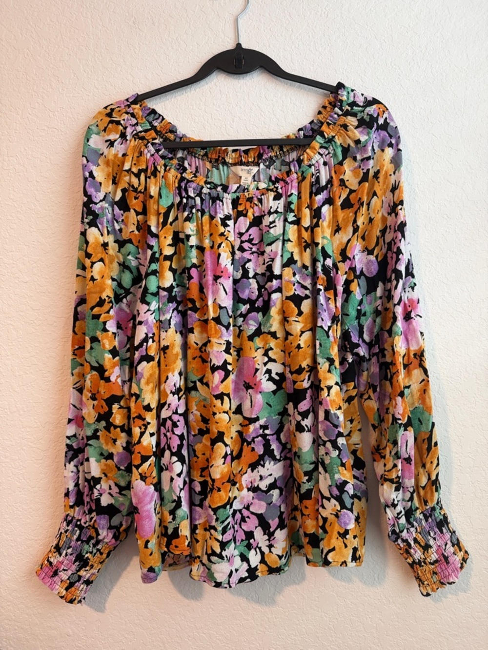 Floral Off-Shoulder Peasant Blouse